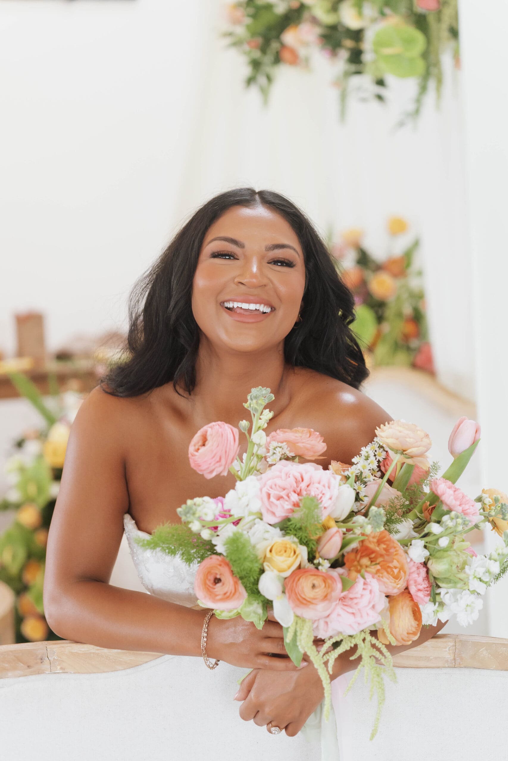 wedding floral and bride